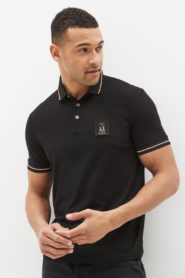 Armani Exchange Black Tipped Polo Shirt