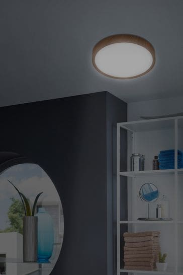 Eglo White Dark Wood Musurita LED Ceiling Light
