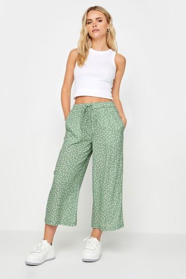 PixieGirl Petite Green Black Abstract Spot Print Cropped Trousers