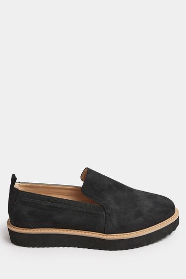 Yours Curve Faux Suede Slip On Loafers In Extra Wide EEE Fit