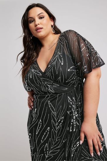 Buy Yours Curve Luxe Embellished Wrap Maxi Dress from Next Bahrain