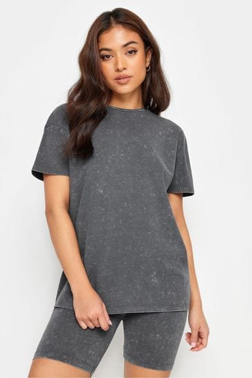PixieGirl Petite Grey Acid Wash T-Shirt