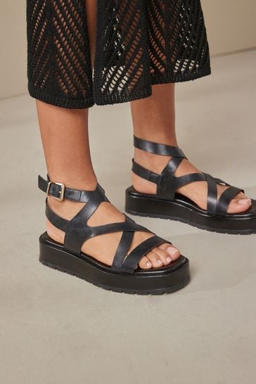 Womens black flatform sandals cheap
