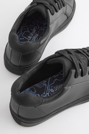 Black Standard Fit F Lace Up School Shoes