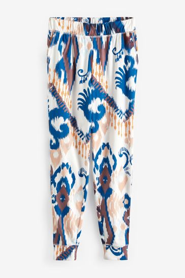 Blue Abstract Short Sleeve Cotton Pyjamas