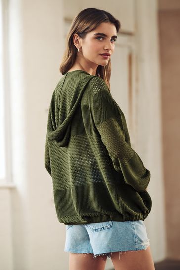 Khaki hooded cardigan new arrivals