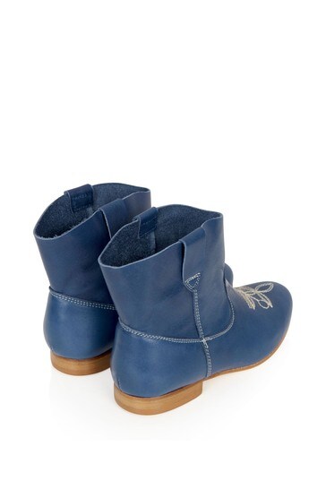 Girls Blue Leather Boots