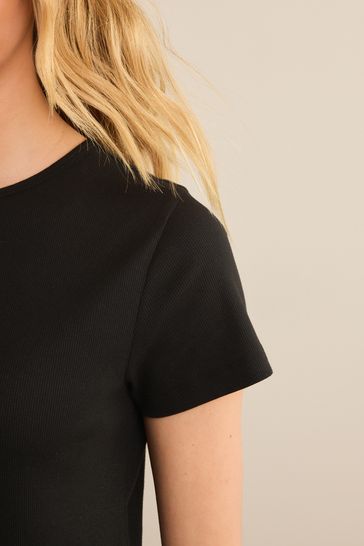 Buy Ribbed T Shirt Style Maxi Column Dress With Slit Detail from Next