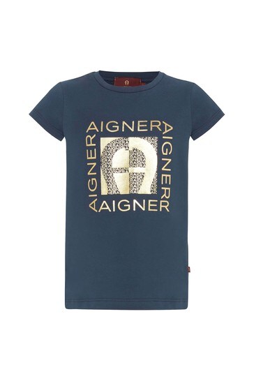 Aigner Girls Navy Cotton T-Shirt