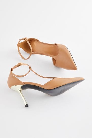 Camel Forever Comfort T Bar Metallic Heel Shoes