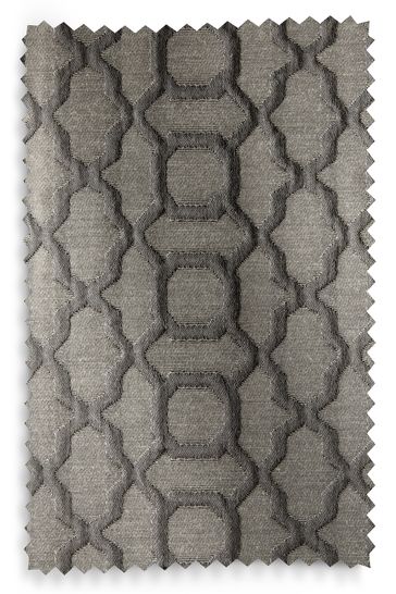 Silver Grey Next Woven Geometric Eyelet Lined Curtains