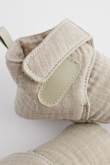 Neutral Muslin Wrap Baby Boots (0-2mths)