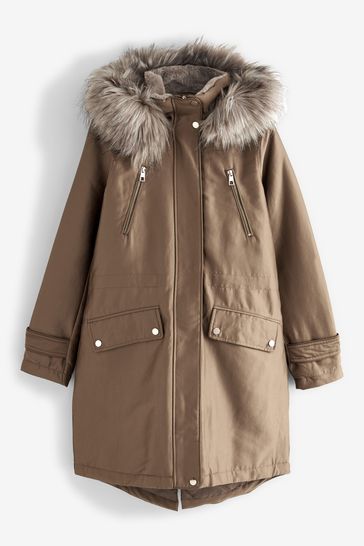 Rust faux deals fur longline coat