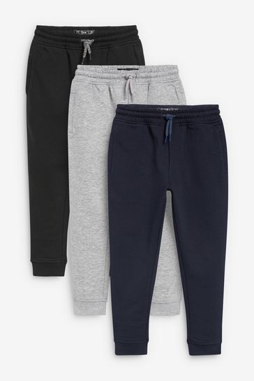 Black Grey Navy Blue Slim Fit Joggers 3 Pack 3 16yrs
