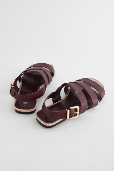 Red leather slides discount