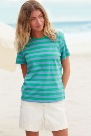 Blue/Green The Everyday Crew Neck Cotton Rich Short Sleeve T-Shirt