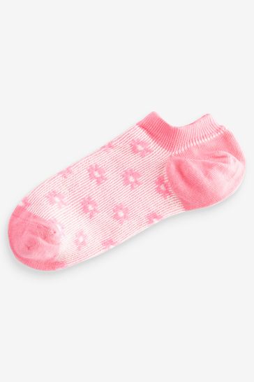 Pastel Floral Texture Trainer Socks 5 Pack
