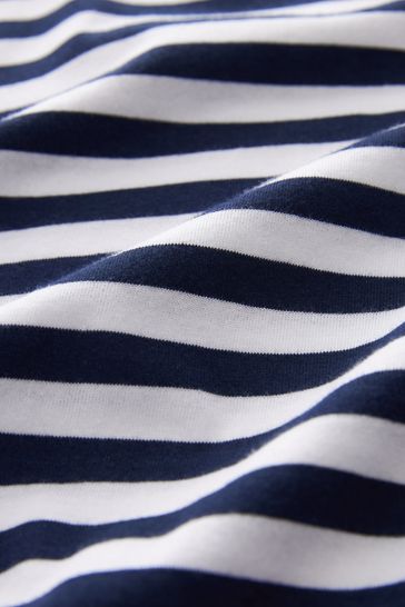 Navy Blue/White Stripe 100% Cotton Relaxed Capped Sleeve Tunic Dress