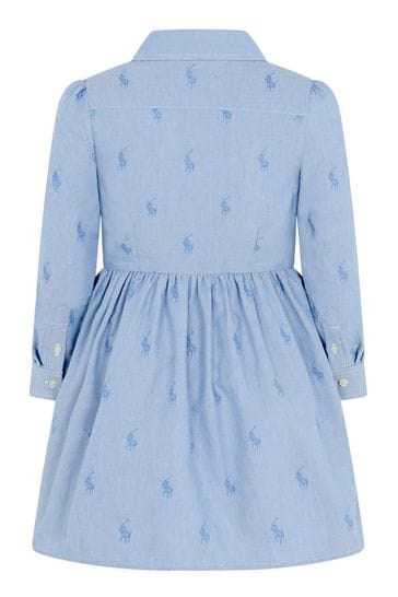 فستان قميص قطن أكسفورد أزرق بناتي