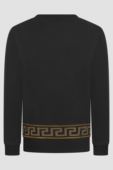 Girls Black Cotton Logo Sweater