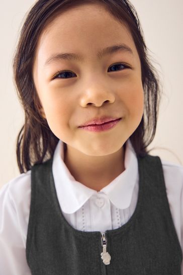 Grey pleated pinafore dress discount