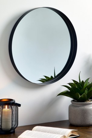 Black Round Wall Mirror From The, Round Black Framed Bathroom Mirror