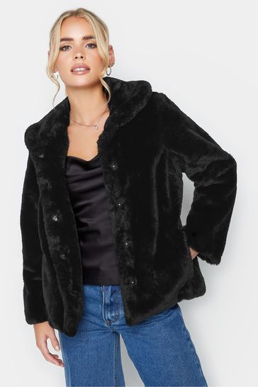 Petite black faux fur coat store