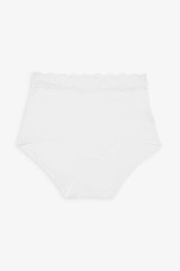 White/Black/Grey Full Brief Cotton and Lace Knickers 4 Pack