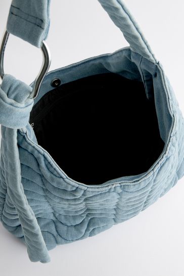 Buy Denim Quilted Shoulder Bag from Next