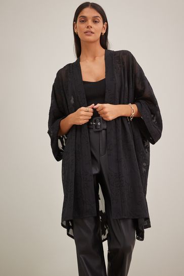 Long black deals kimono cardigan