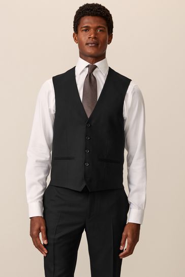 Black Textured Suit: Waistcoat