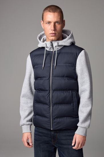 Puffer jacket with jersey hood new arrivals