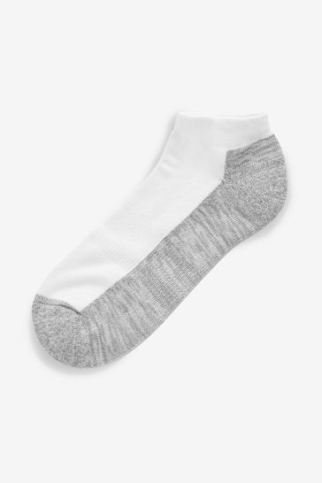 White/Grey 5 Pack Cushioned Trainers Socks