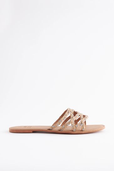 Lime Green Regular Wide Fit Forever Comfort Raffia Jewelled Mules