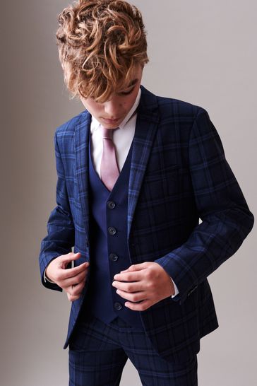 Buy Navy Blue Check Suit Jacket (12mths 