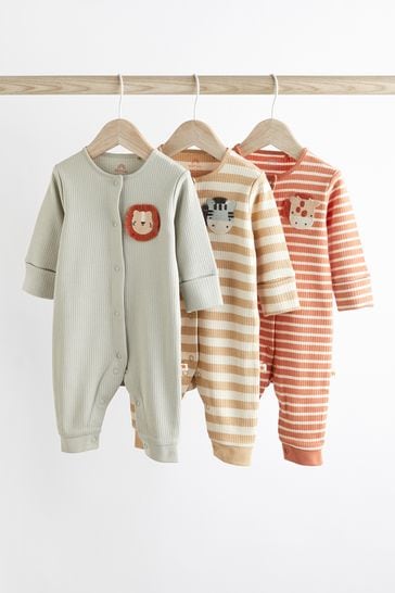 Neutral Lion Footless Baby Sleepsuit 3 Pack (0mths-3yrs)