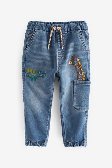 Embroidered cuff jeans discount