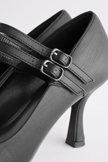 Black Forever Comfort Point Toe Mary Jane Heel Shoes