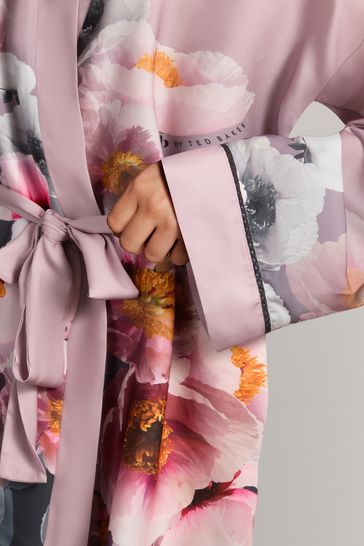B By Ted Baker Charcoal Floral Long Sleeve Robe