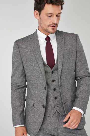 Grey Wool Donegal Suit: Jacket