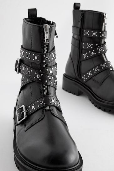 Studded biker 2025 boots uk