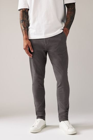 Black Skinny Fit Stretch Chinos Trousers