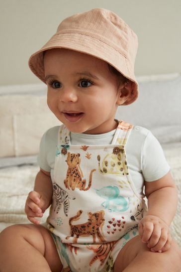 Sage Green Apricot Orange Baby Bucket Hats 2 Pack 0mths 2yrs