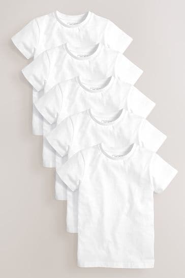 White Short Sleeve T-Shirts 5 Pack (3-16yrs)