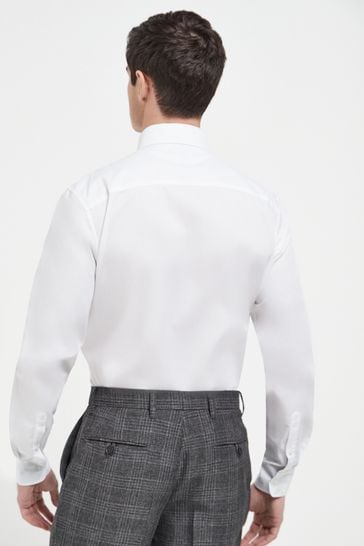 White Slim Fit Easy Iron Button Down Oxford Shirt