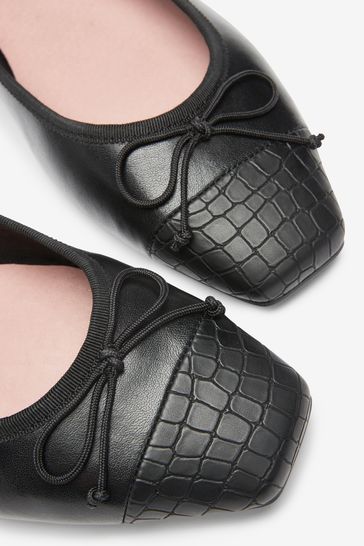 Square toe on sale leather ballerina shoes