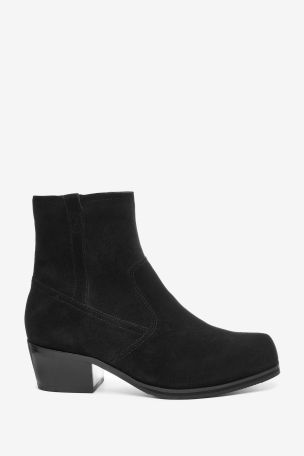black suede western ankle boots