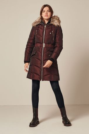 Buy Belted Double Layer Padded Coat 
