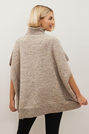 Buy Neppy Roll Neck Poncho Jumper from Next