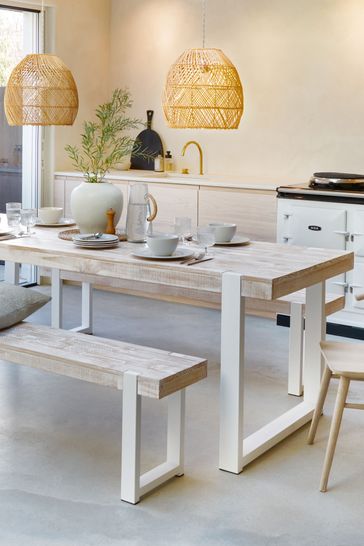 Buy Jefferson Pine Dining Table and Bench Set from the Laura Ashley online shop